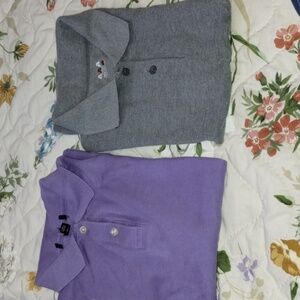 2 PCS of  Womens Collared Shirt ( Purple & Gray)